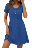 Round Neck Waist Cinched Short Sleeved Dress