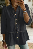 Solid Color Lapel Button Up Cardigan Shirt