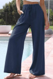 Solid Color Loose High Waisted Wide Leg Pants