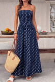 Retro Polka Dot Strapless Waist Cinching Dress
