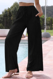 Solid Color Loose High Waisted Wide Leg Pants