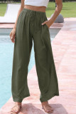 Solid Color Loose High Waisted Wide Leg Pants
