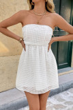 Solid Color Waist Cinched Sleeveless Strapless Dress