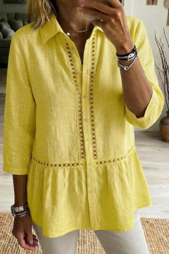 Solid Color Lapel Button Up Cardigan Shirt