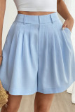 High Waisted Pleated Wide Leg Suit Shorts