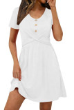 Round Neck Waist Cinched Short Sleeved Dress