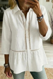 Solid Color Lapel Button Up Cardigan Shirt