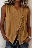 V-neck Sleeveless Solid Color Strap Vest