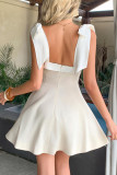 Strap French Solid Color Sleeveless Dress