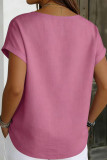 Large Size Short Sleeved Button Linen Shirt