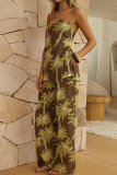 Printed Backless Shirt Wide Leg Pants 2-piece Set
