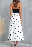 Polka Dot Printed Neck Hanging Backless Dress
