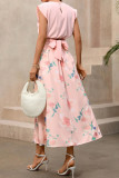 Sleeveless Solid Color Vest Printed Skirt 2-piece Set