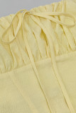 Solid Color Sleeveless Camisole Waist Cinching Dress