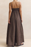 Wave Dot Printed Sleeveless High Waisted Dress