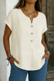 Large Size Short Sleeved Button Linen Shirt