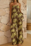 Printed Backless Shirt Wide Leg Pants 2-piece Set