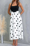 Polka Dot Printed Neck Hanging Backless Dress