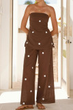 Printed Backless Shirt Wide Leg Pants 2-piece Set