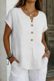 Large Size Short Sleeved Button Linen Shirt
