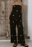 Printed Backless Shirt Wide Leg Pants 2-piece Set