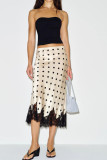Polka Dot Satin Lace Straight Leg Skirt