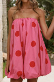 Polka Dot Printed Strapless Mini Dress