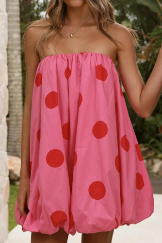 Polka Dot Printed Strapless Mini Dress