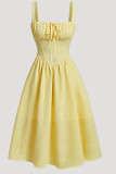 Solid Color Sleeveless Camisole Waist Cinching Dress