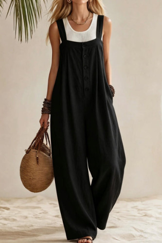 Bohemian Sleeveless Wide Shoulder Strap Jumpsuit