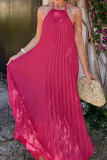 Halter Neck Backless Pleated Maxi Dress