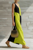 Sleeveless V-neck Contrasting Dress