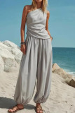 Sleeveless Vest High Waisted Pants 2-piece Set