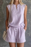 Large Size V-neck Short Sleeved Shorts 2-piece Set