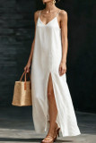 Solid Color Split V-neck Camisole Dress
