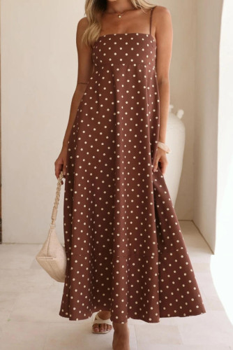 Sleeveless Polka Dot Printed High Waisted Dress