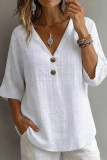 French V-neck Seven Quarter Sleeved T-shirt