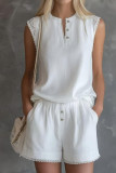 Large Size V-neck Short Sleeved Shorts 2-piece Set