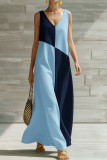 Sleeveless V-neck Contrasting Dress