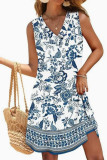 Bohemian V-neck Sleeveless Mini Dress