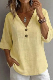 French V-neck Seven Quarter Sleeved T-shirt
