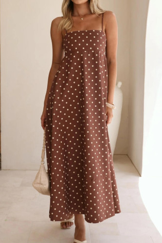 Sleeveless Polka Dot Printed High Waisted Dress