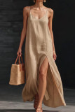 Solid Color Split V-neck Camisole Dress