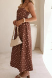 Sleeveless Polka Dot Printed High Waisted Dress