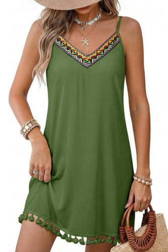 Bohemian V-neck Sleeveless Fringe Dress