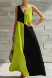 Sleeveless V-neck Contrasting Dress