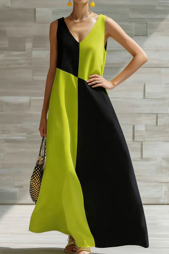 Sleeveless V-neck Contrasting Dress