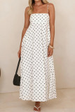 Sleeveless Polka Dot Printed High Waisted Dress