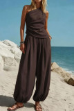 Sleeveless Vest High Waisted Pants 2-piece Set
