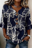 Large Size Ruffled Short Sleeved Printed T-shirt